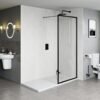 Mampara de Baño Fija Transparente Marco Negro