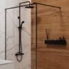 Mampara de Baño Fija Transparente Marco Negro